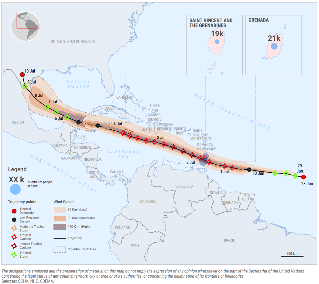 Beryl Hurricane map